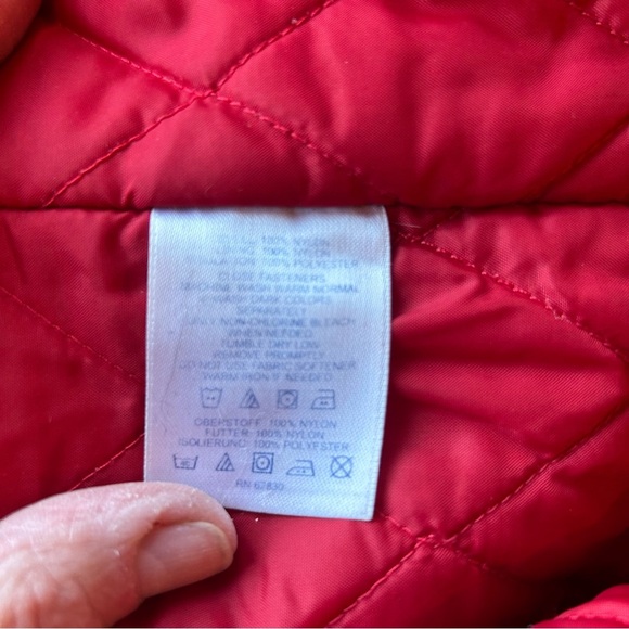 Lands' End Red & Navy Blue Hooded Zip Up Waterproof Mens Winter Jacket Size XL - Picture 15 of 15